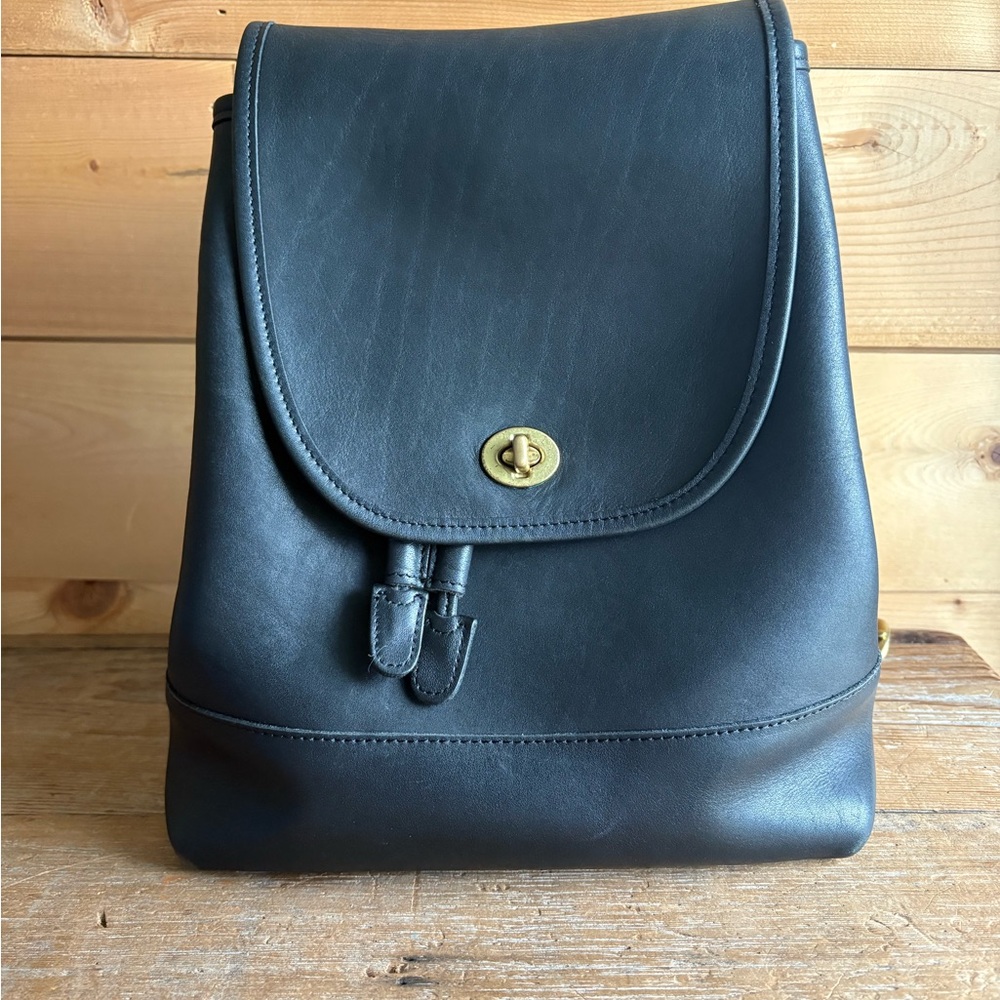 Coach Black Large Daypack - Style 9791 - Leather Backpack with Hang Tag